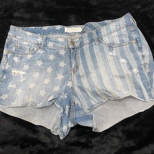 Torrid Stars and Stripes Cut Off Denim Shorts